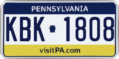 PA license plate KBK1808