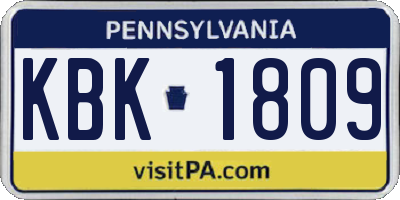 PA license plate KBK1809