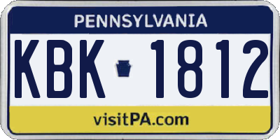 PA license plate KBK1812