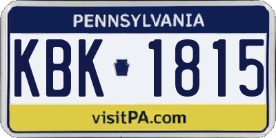 PA license plate KBK1815