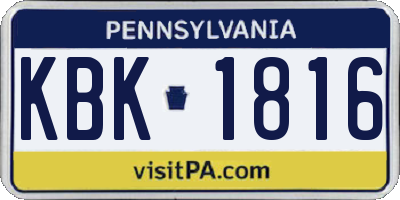 PA license plate KBK1816