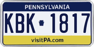 PA license plate KBK1817