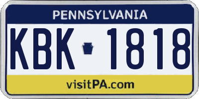 PA license plate KBK1818