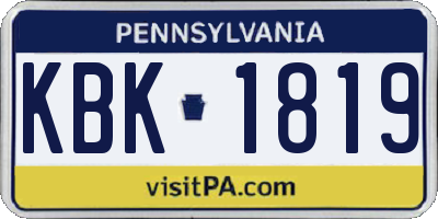 PA license plate KBK1819