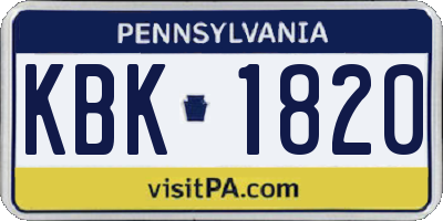 PA license plate KBK1820