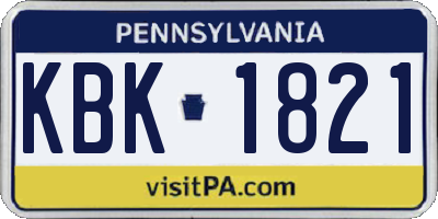 PA license plate KBK1821