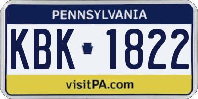 PA license plate KBK1822