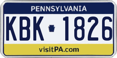 PA license plate KBK1826