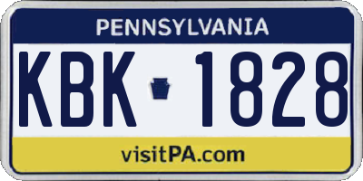PA license plate KBK1828
