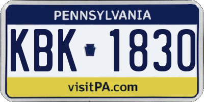 PA license plate KBK1830