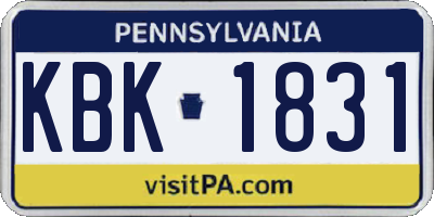 PA license plate KBK1831