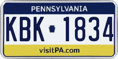 PA license plate KBK1834