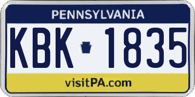 PA license plate KBK1835