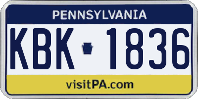 PA license plate KBK1836
