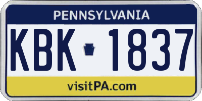 PA license plate KBK1837