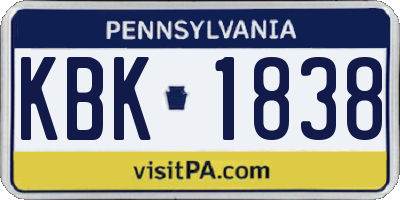 PA license plate KBK1838