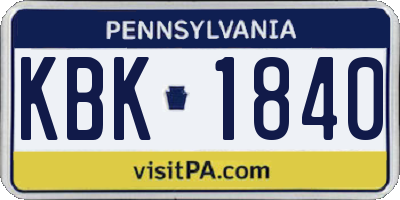 PA license plate KBK1840