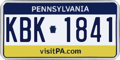 PA license plate KBK1841