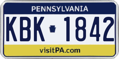 PA license plate KBK1842