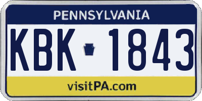 PA license plate KBK1843