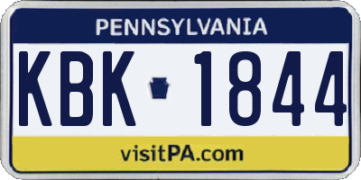 PA license plate KBK1844