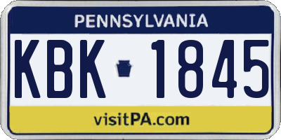 PA license plate KBK1845