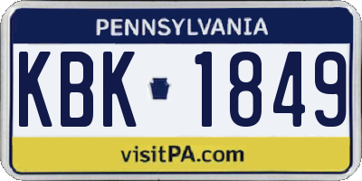 PA license plate KBK1849