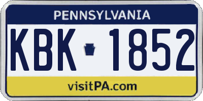 PA license plate KBK1852