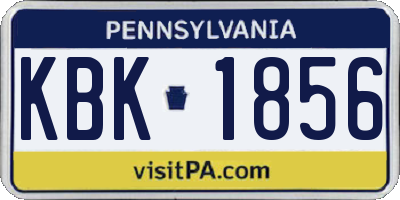 PA license plate KBK1856