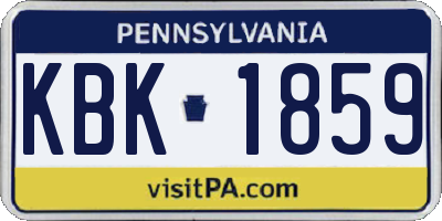PA license plate KBK1859