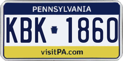 PA license plate KBK1860