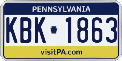 PA license plate KBK1863
