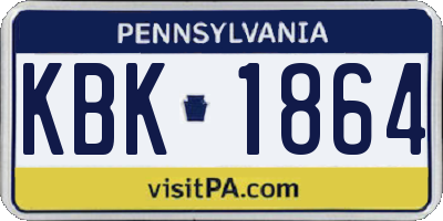 PA license plate KBK1864