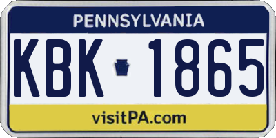 PA license plate KBK1865