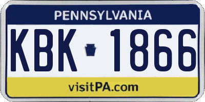 PA license plate KBK1866