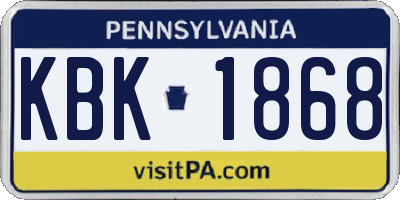 PA license plate KBK1868