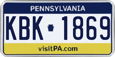 PA license plate KBK1869