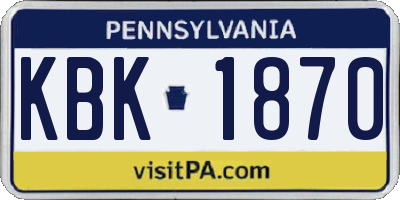 PA license plate KBK1870