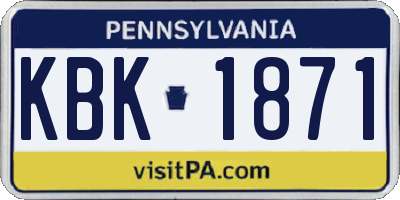 PA license plate KBK1871