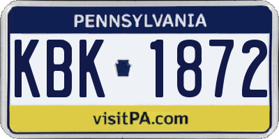 PA license plate KBK1872