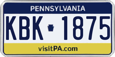 PA license plate KBK1875
