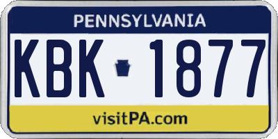 PA license plate KBK1877