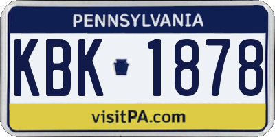 PA license plate KBK1878