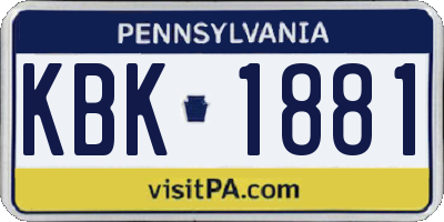 PA license plate KBK1881