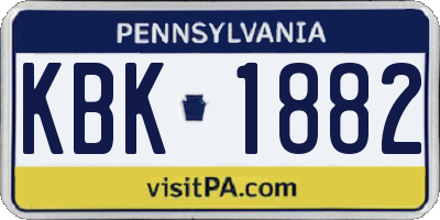 PA license plate KBK1882