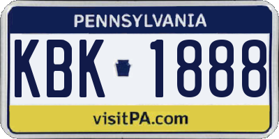 PA license plate KBK1888
