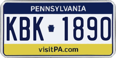 PA license plate KBK1890
