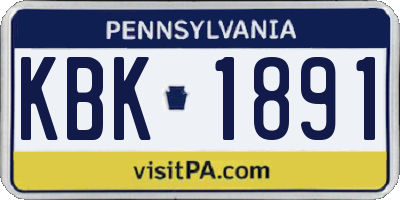 PA license plate KBK1891