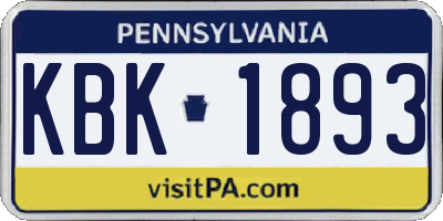 PA license plate KBK1893