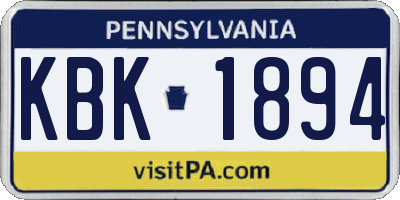 PA license plate KBK1894